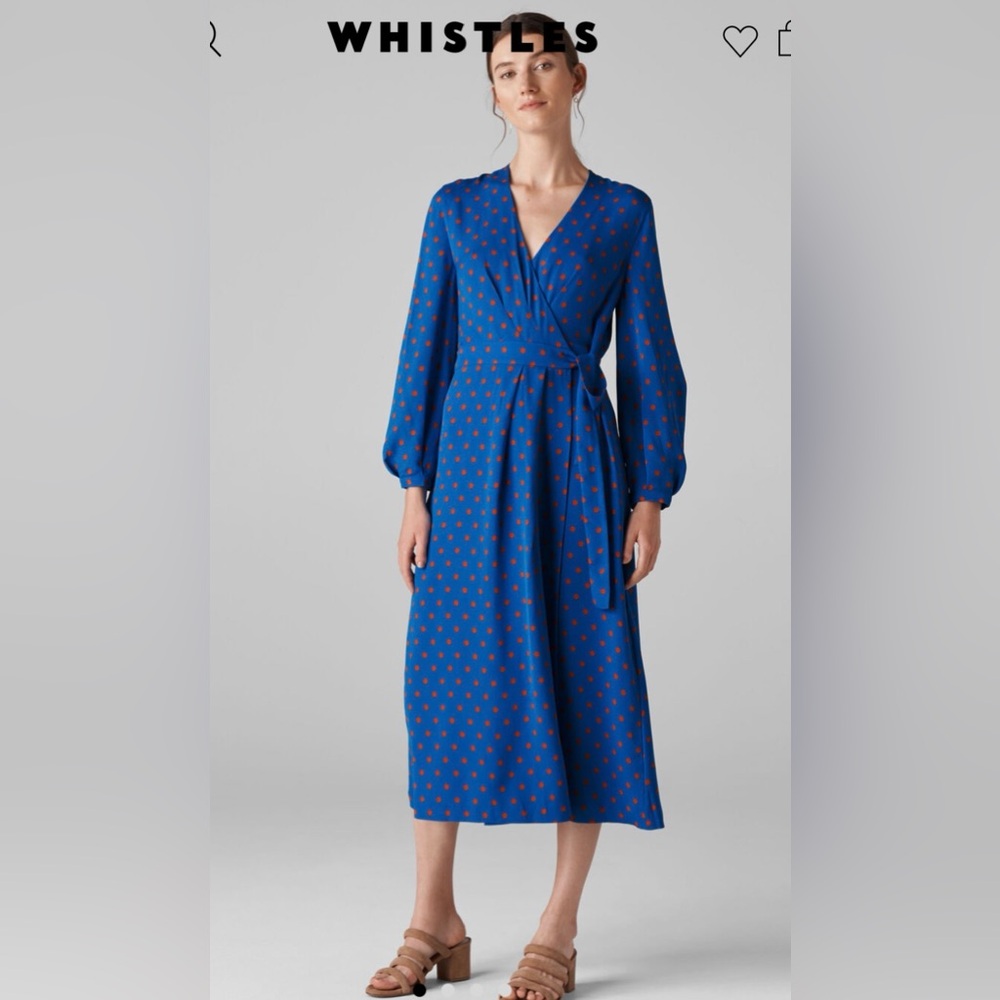NWT Whistles Maria Silk Spot Wrap Dress